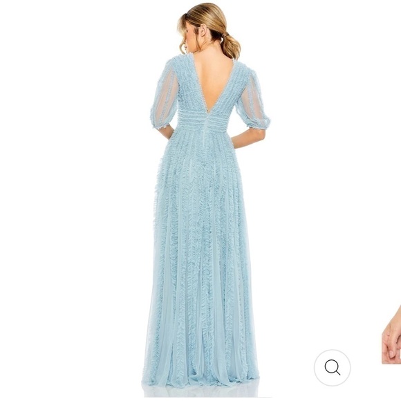 Mac Duggal 8050 Puff Sleeve Ruffle Aline Gown French Blue - Picture 3 of 12
